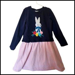 Hanna Andersson Bunny Sweatshirt Dress Applique Floral 130 8 Years Kids‎ Girl